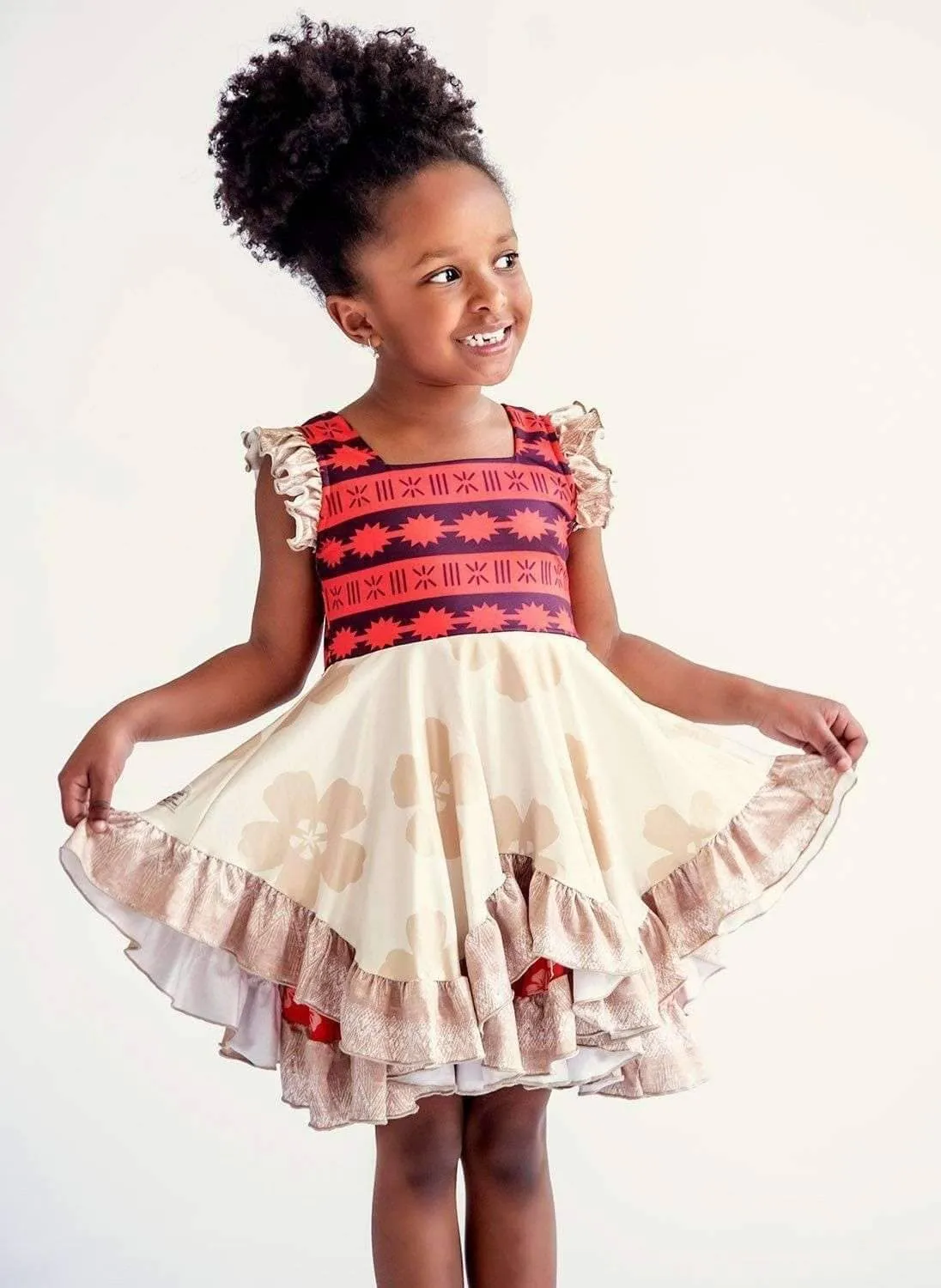 Moana Lola Ruffle - Girls Hugs Twirl Dress with Pockets