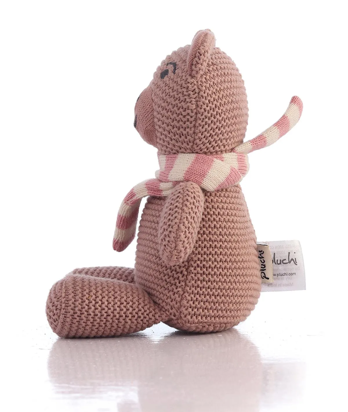 Mumma Bear Cotton Knitted Stuffed Soft Toy (Pale Pink & Blossom Pink)