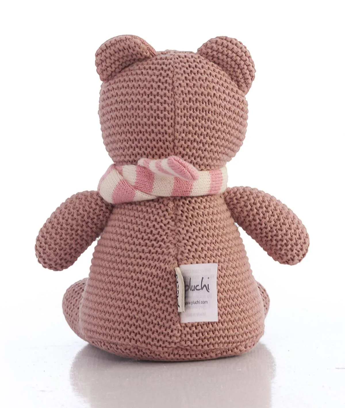 Mumma Bear Cotton Knitted Stuffed Soft Toy (Pale Pink & Blossom Pink)