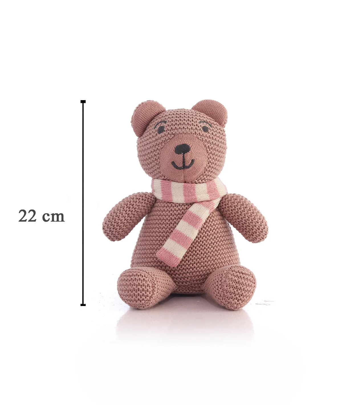 Mumma Bear Cotton Knitted Stuffed Soft Toy (Pale Pink & Blossom Pink)