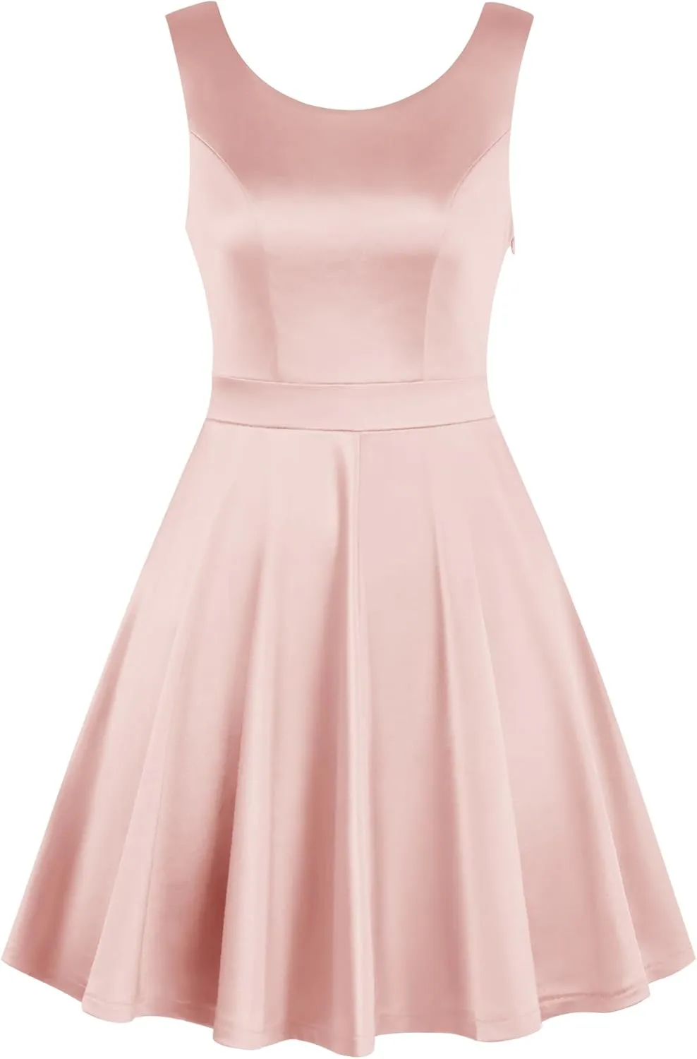 MUXXN Women's Vintage 1950s Sleeveless Big Bow Backless Cocktail Homecoming Mini Short Dress
