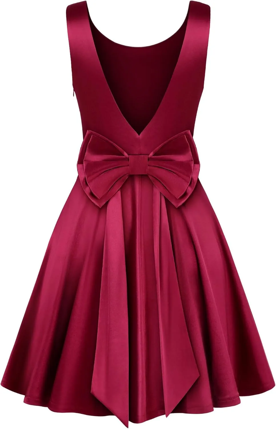 MUXXN Women's Vintage 1950s Sleeveless Big Bow Backless Cocktail Homecoming Mini Short Dress