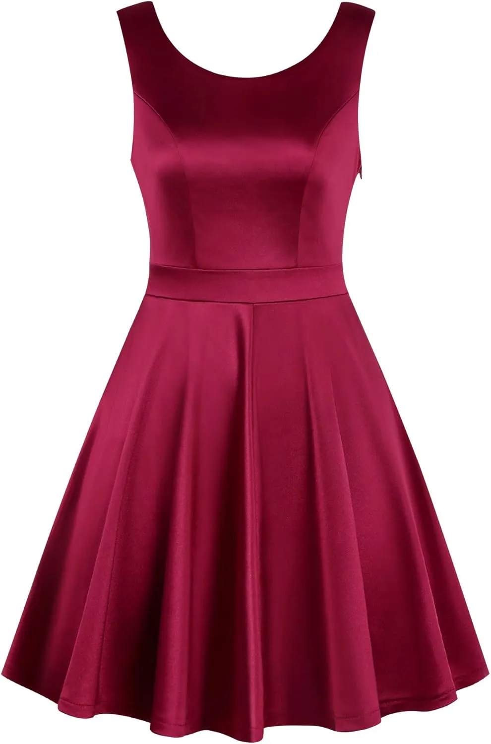 MUXXN Women's Vintage 1950s Sleeveless Big Bow Backless Cocktail Homecoming Mini Short Dress
