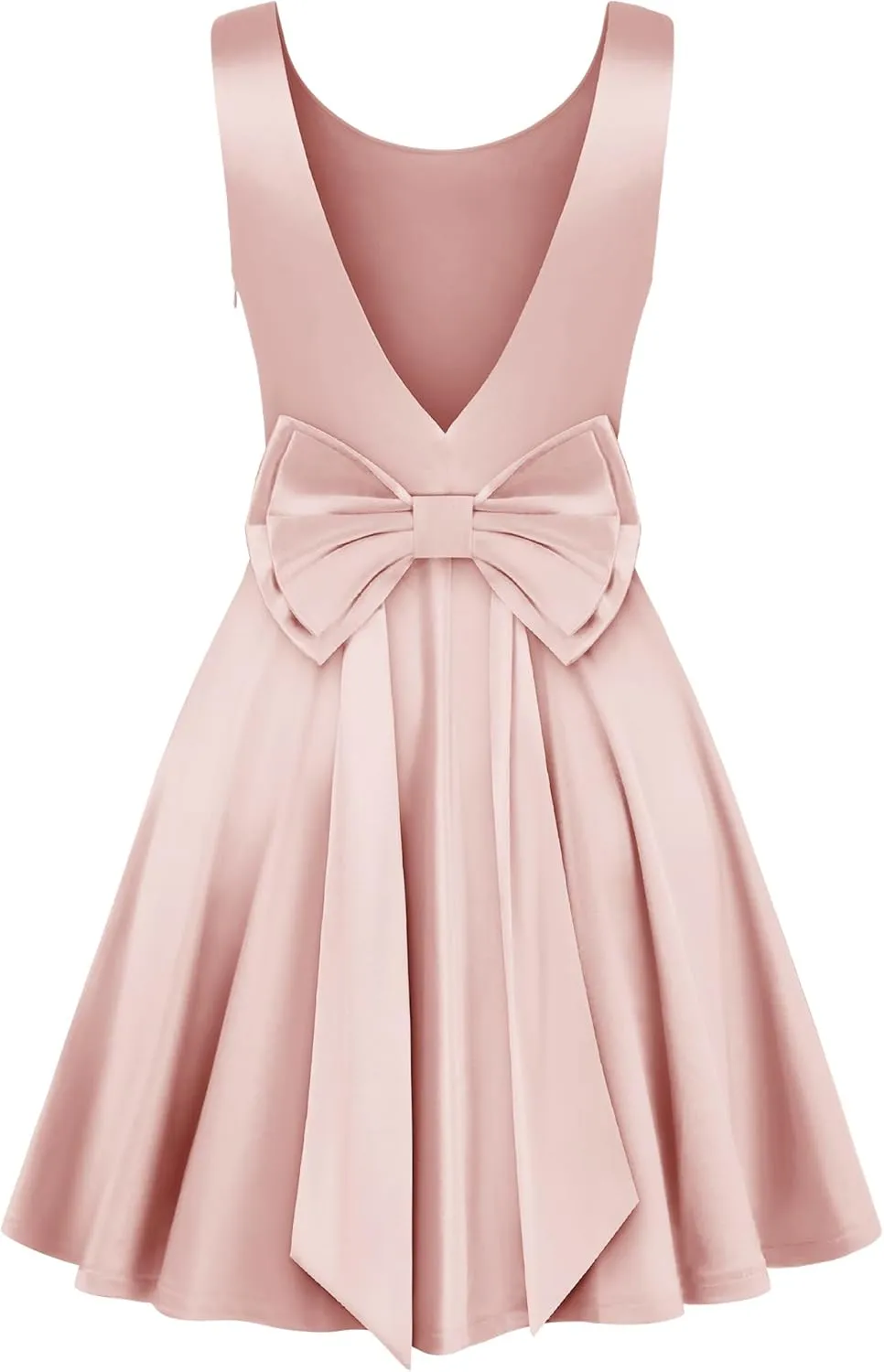 MUXXN Women's Vintage 1950s Sleeveless Big Bow Backless Cocktail Homecoming Mini Short Dress