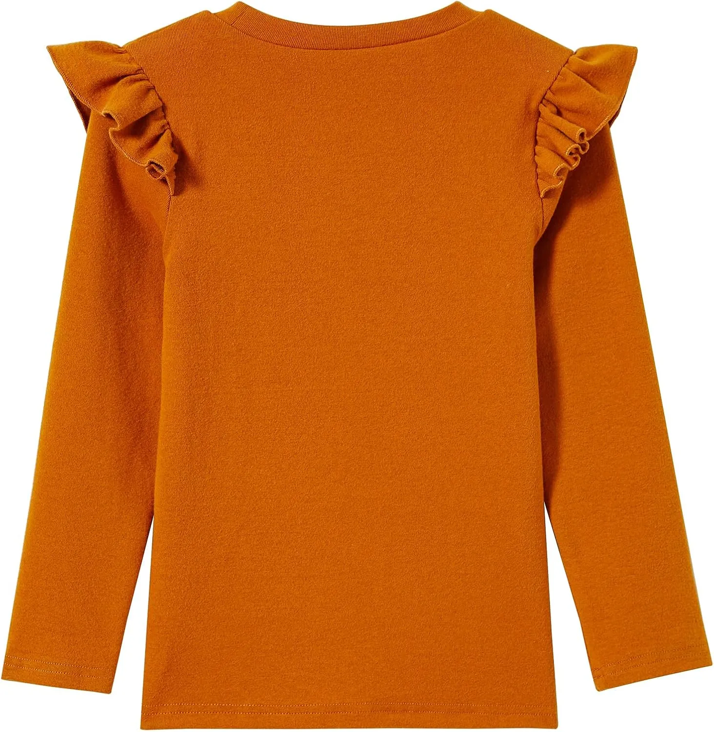 Niyage Girls Cotton Long Sleeve T-Shirt Toddler Comfort Soft Thick Basic Crewneck Tee Tops with Ruffles Trim