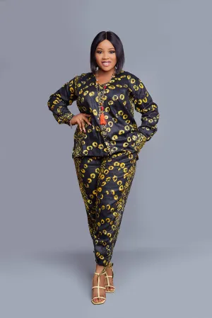 Elegant Ogechi Adire Pant Set - Stylish & Comfortable Nigerian Heritage Fashion for Women