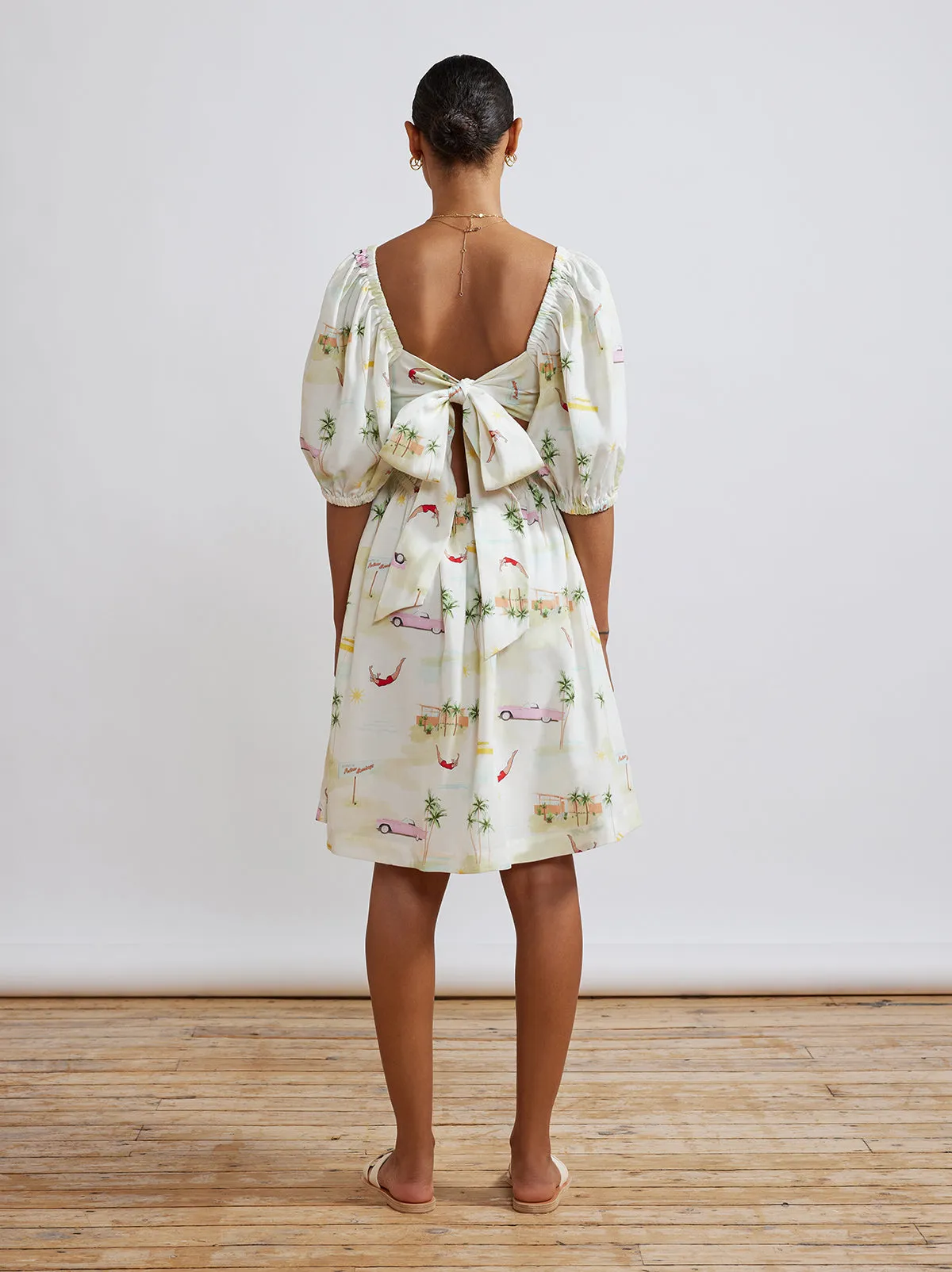 Olga Tie Back Palm Springs Print Mini Dress