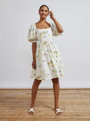 Olga Tie Back Palm Springs Print Mini Dress
