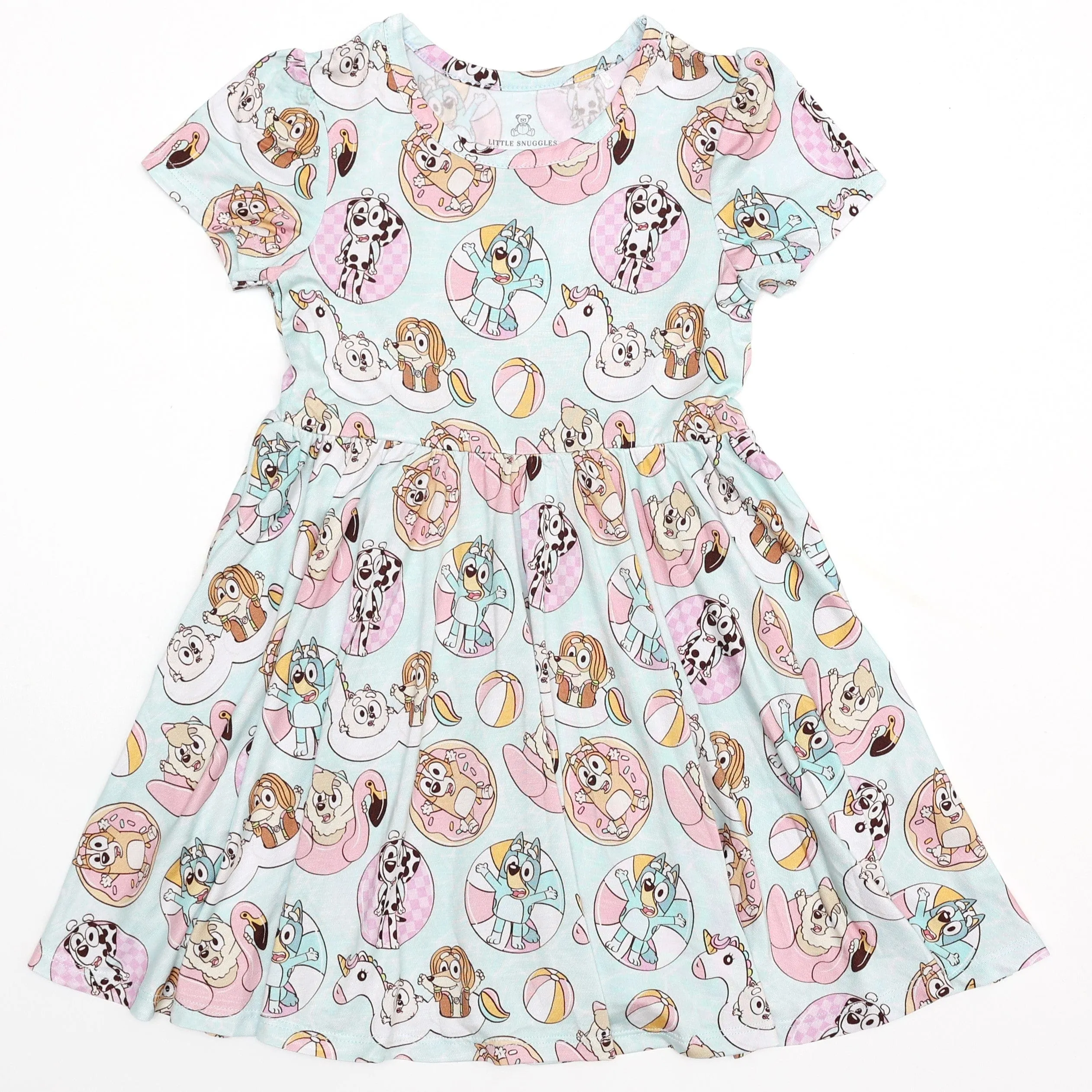 Park Fun Pink Pool Pups - Girls Bamboo Twirl Dress