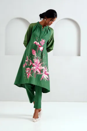 Pine Green Suvi Set - Embroidered Tunic   Pants