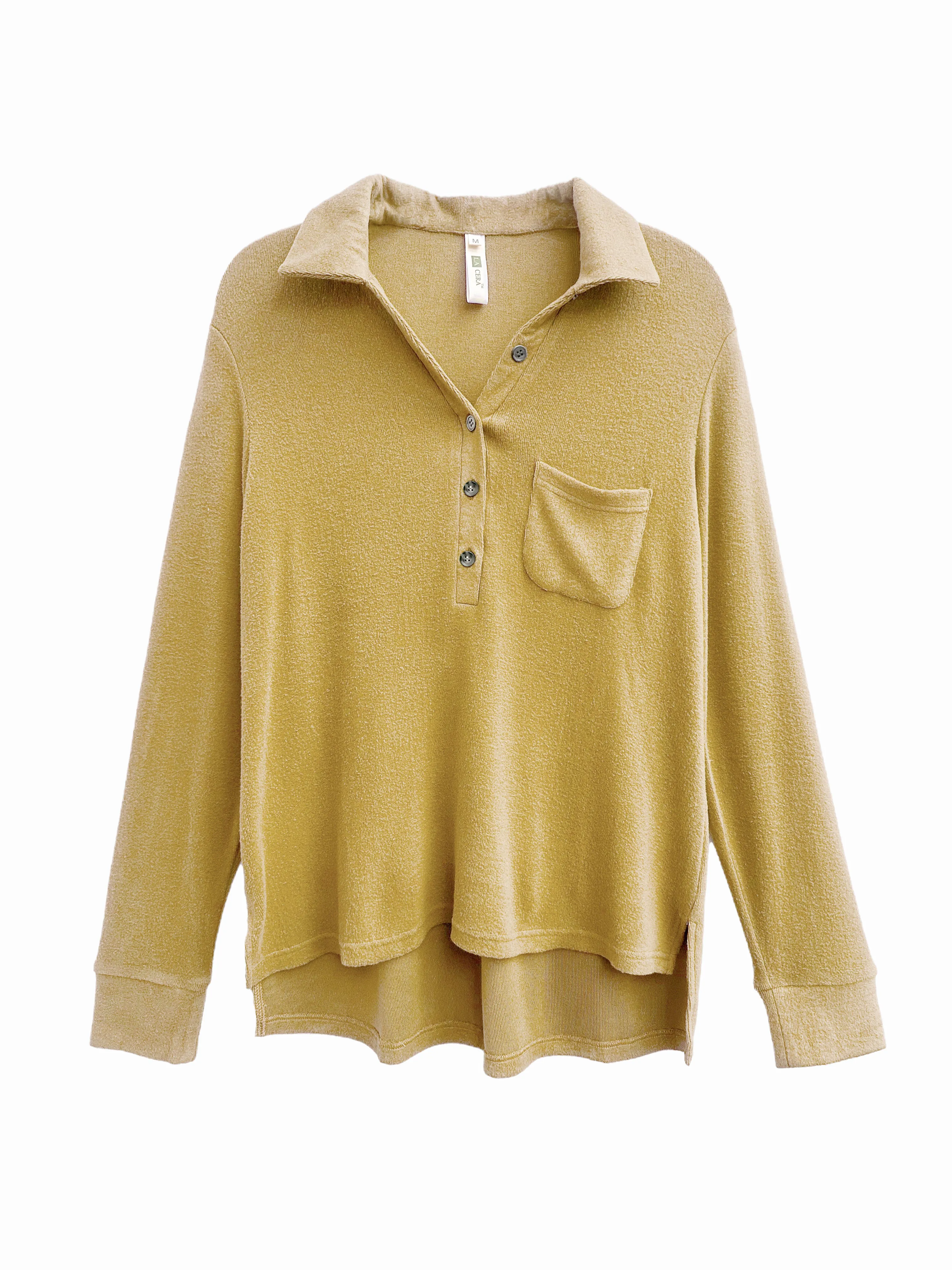 Plus Size Comfort Luxe Collection Cozy Notch Collar Shirt