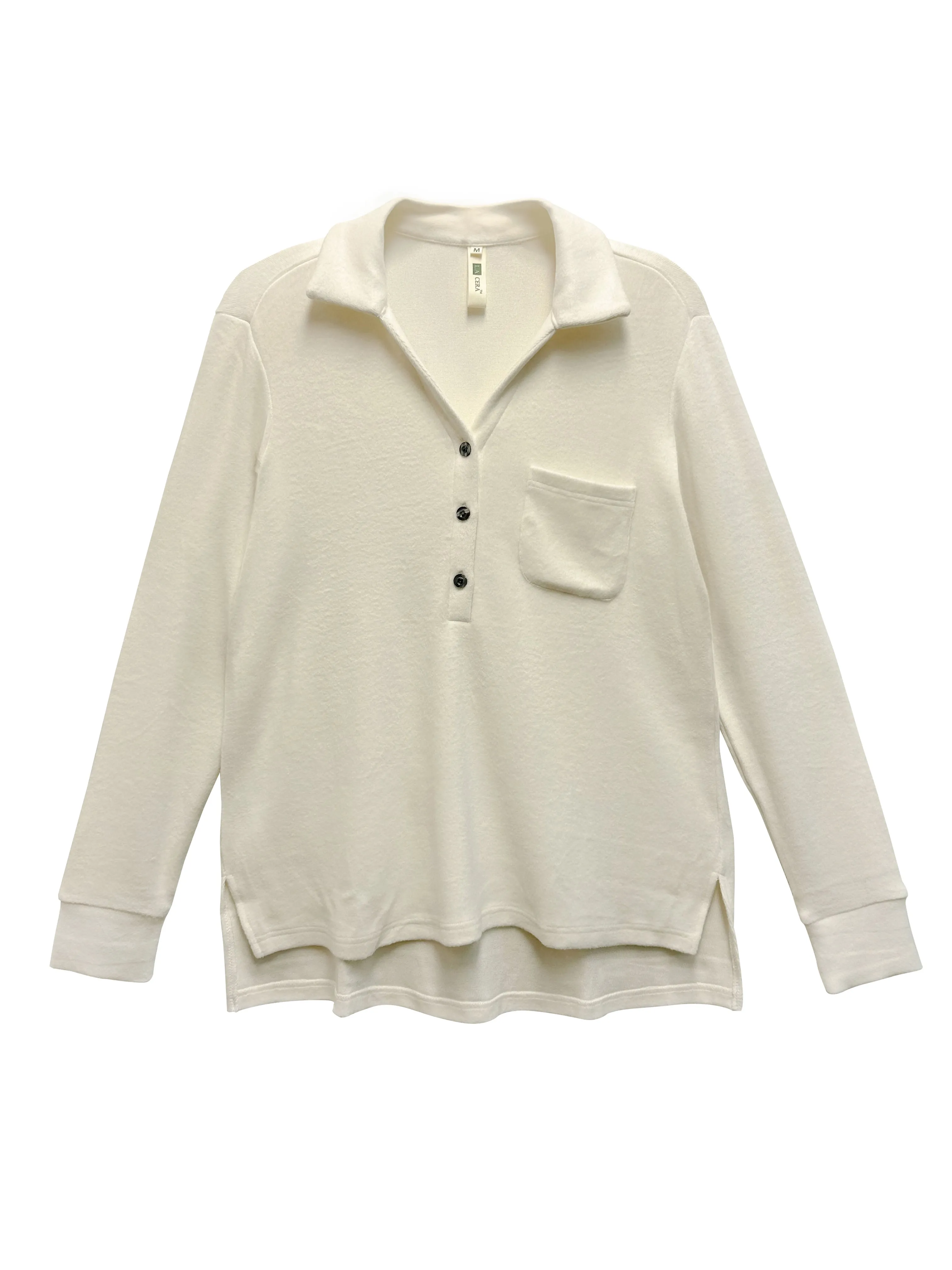 Plus Size Comfort Luxe Collection Cozy Notch Collar Shirt