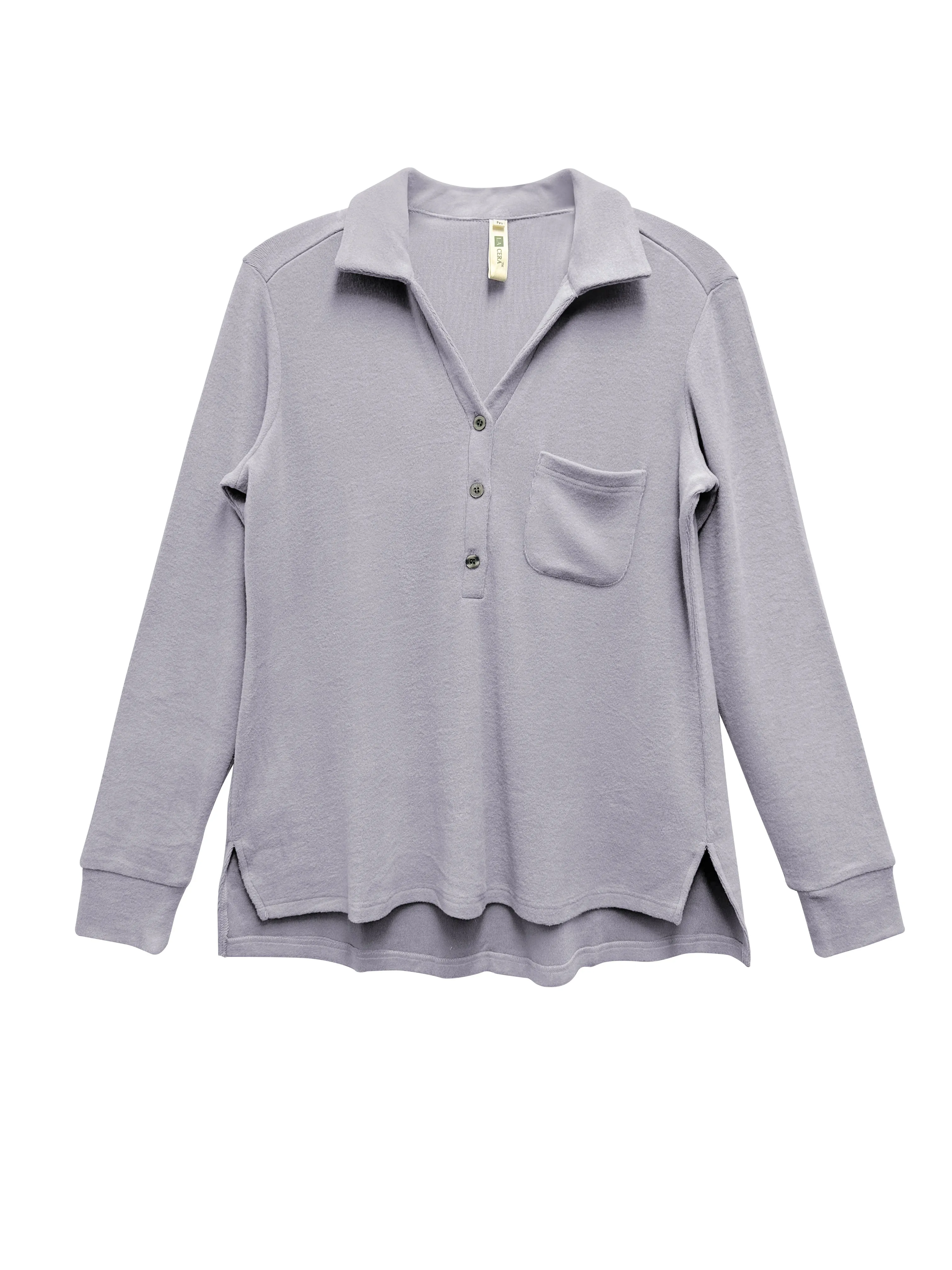 Plus Size Comfort Luxe Collection Cozy Notch Collar Shirt
