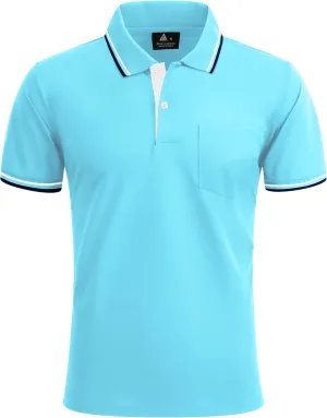 Polo Shirts for Men Short Sleeve Golf Polo with Pockets Moisture Wicking Tennis Shirt Summer Polo T-Shirts