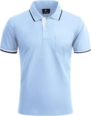 Polo Shirts for Men Short Sleeve Golf Polo with Pockets Moisture Wicking Tennis Shirt Summer Polo T-Shirts