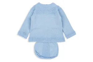 Powder Blue Two-piece Knit Unisex Set