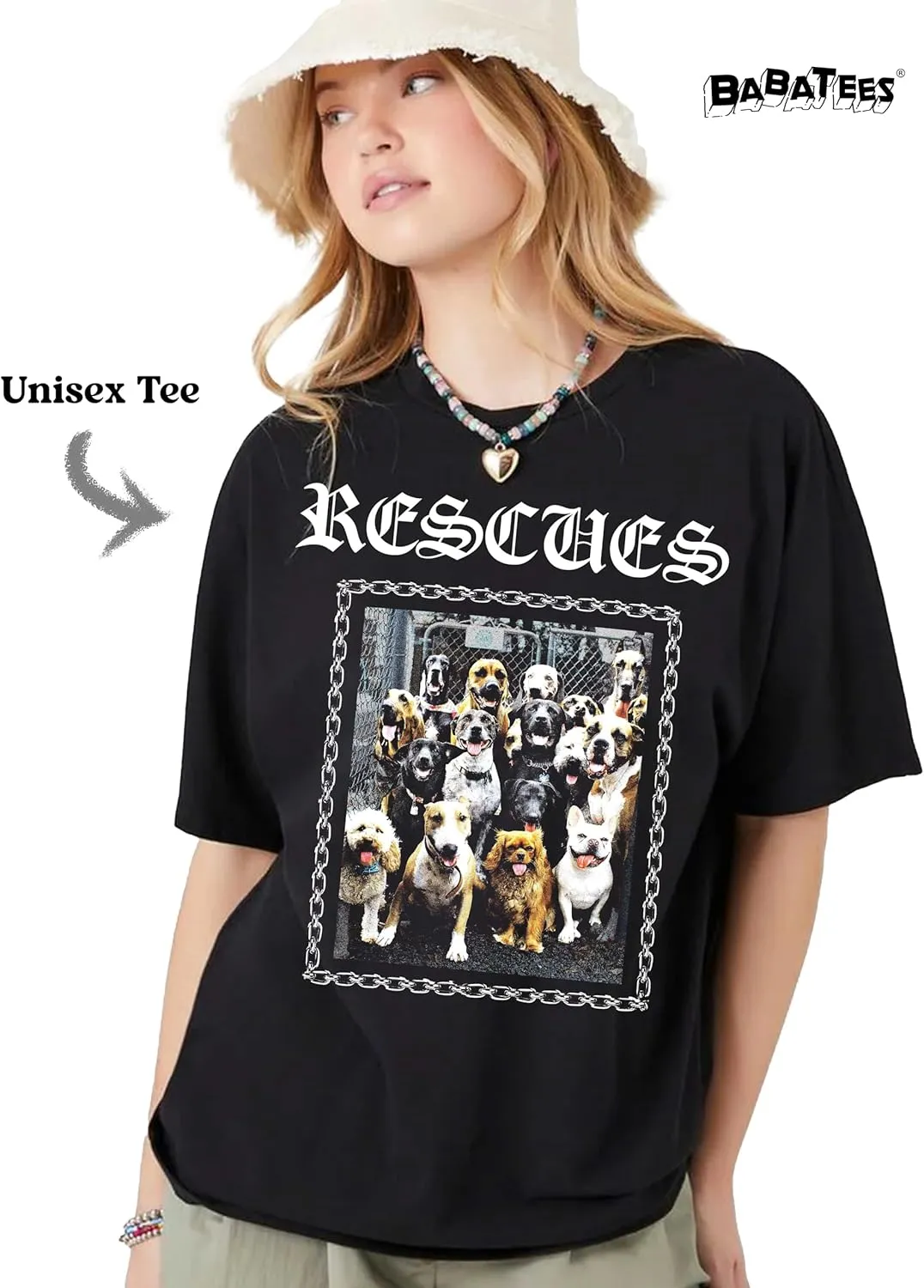 Rescue Dog Mom and Dog Dad Tshirt for Adopted Pet Owner, 90s Gangster Style 100% Cotton Tshirt for Rescues Lover