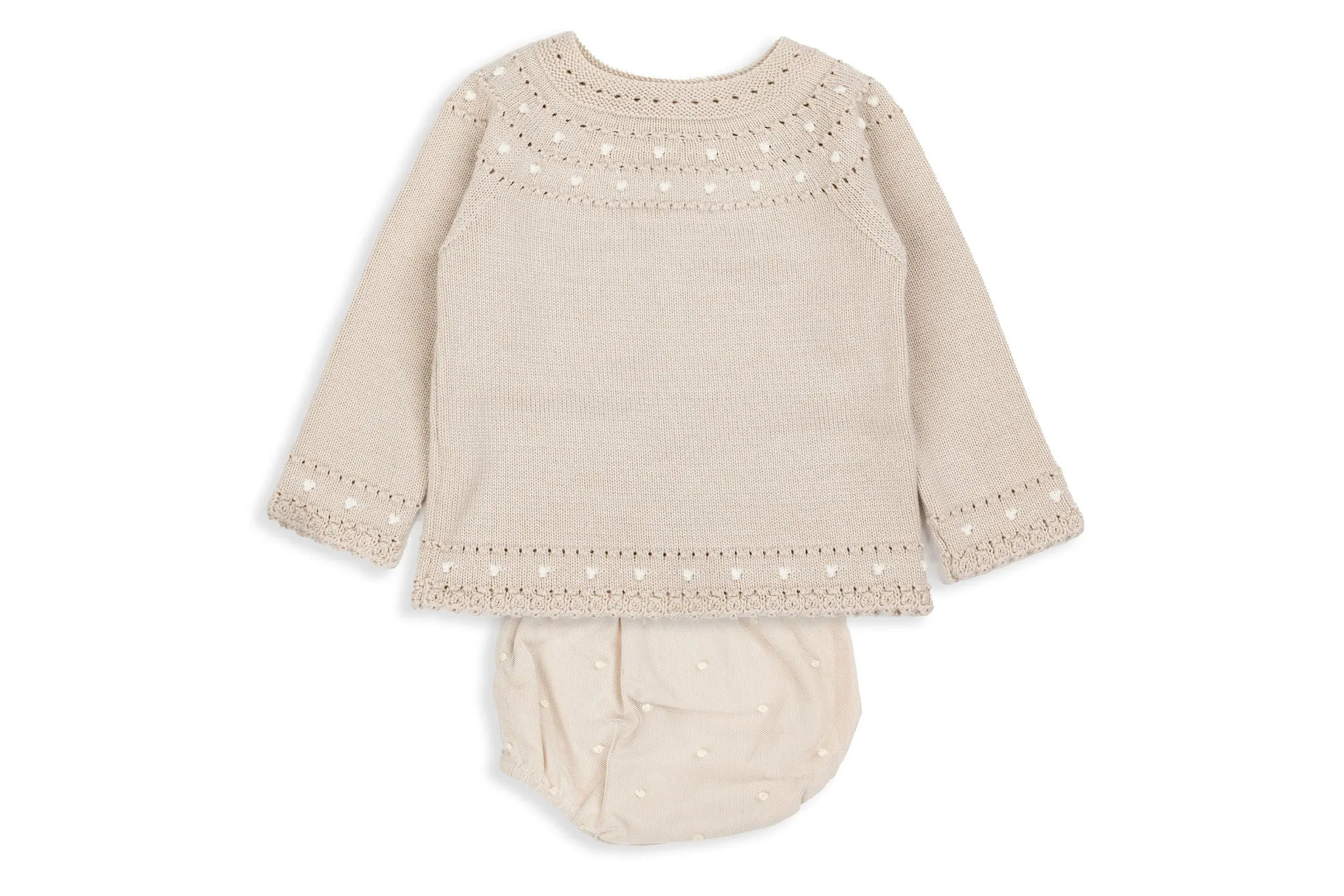 Sand & Ivory Two-piece Knit Baby Girl Set
