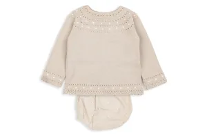 Sand & Ivory Two-piece Knit Baby Girl Set