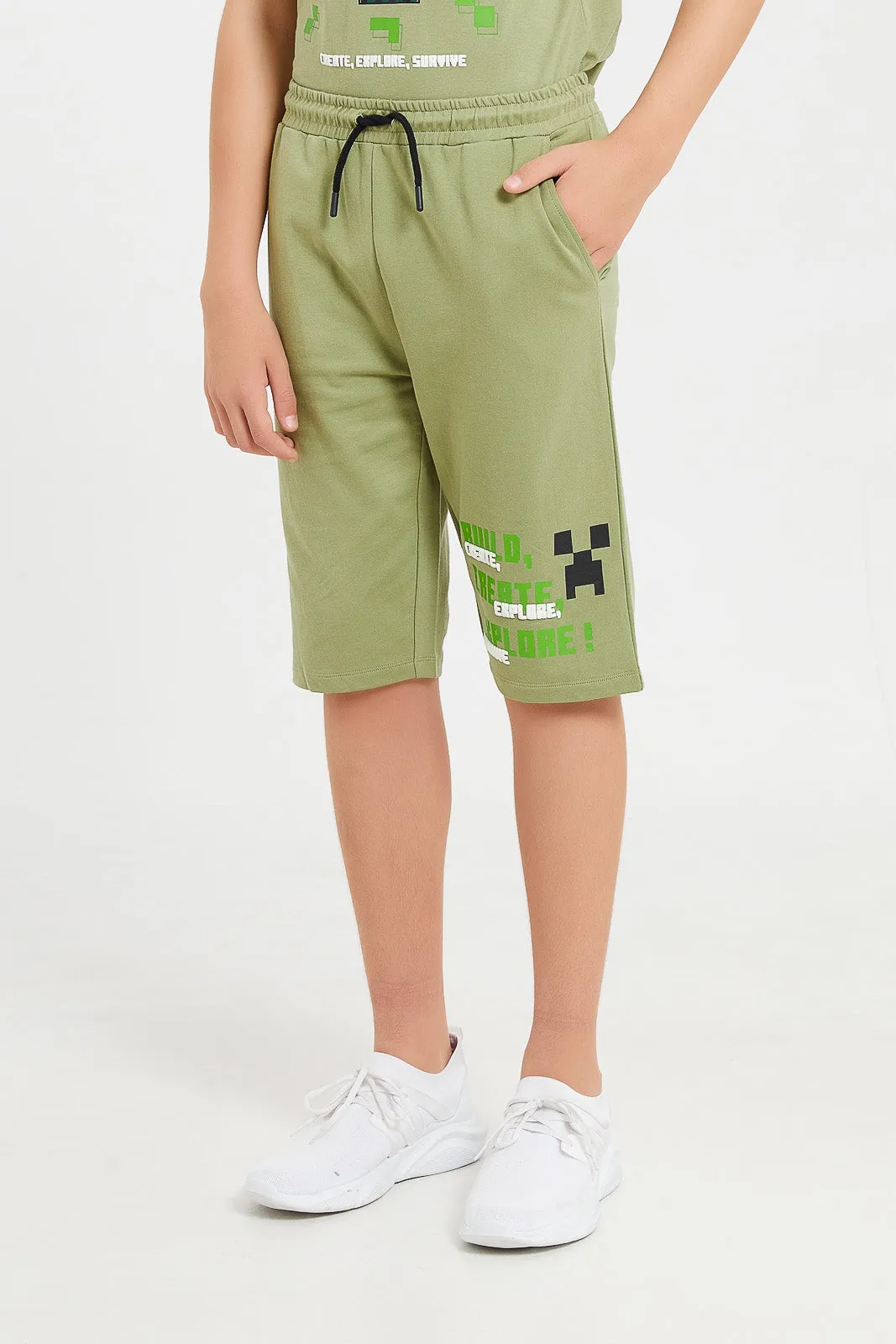 Senior Boys Olive Minecraft Casual Set (2 Piece)