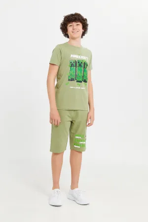 Senior Boys Olive Minecraft Casual Set (2 Piece)