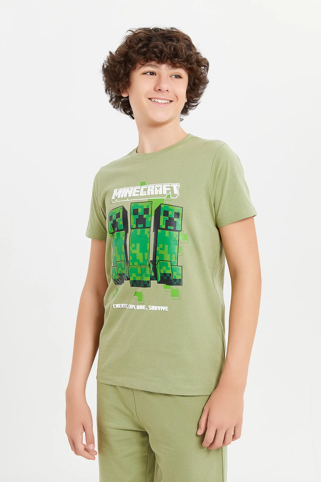 Senior Boys Olive Minecraft Casual Set (2 Piece)