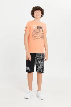 Senior Boys Orange And Black X-Box Casual Set (2 Piece)