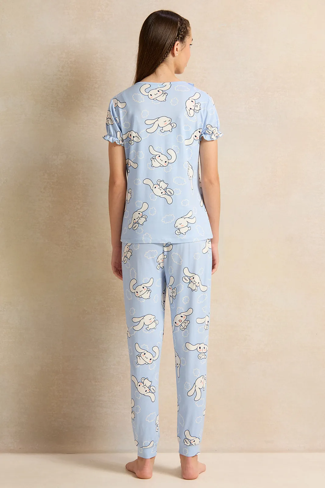 Senior Girls Blue Bunny Print Yummy Pajama Set (2 Piece)