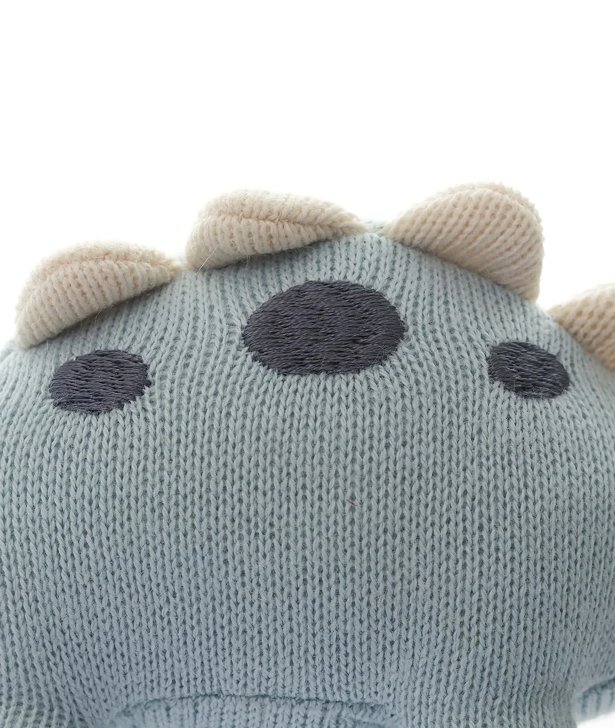 Stego Dino Cotton Knitted Stuffed Soft Rattle Toy (Baby Blue)