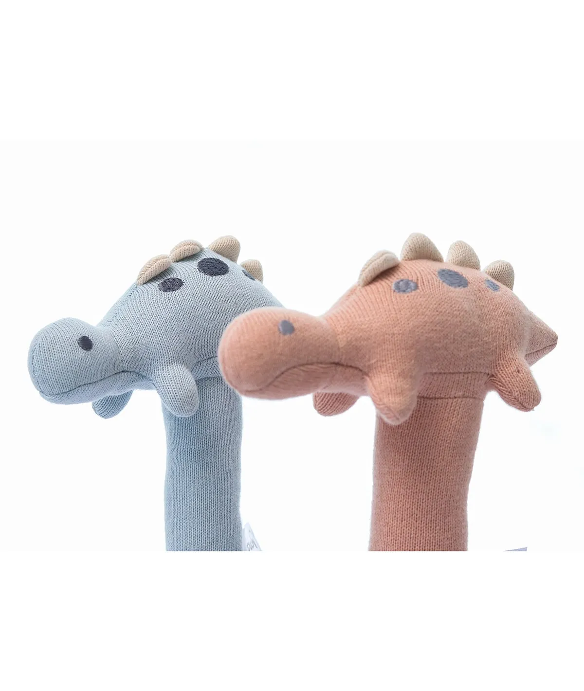 Stego Dino Cotton Knitted Stuffed Soft Rattle Toy (Baby Blue)