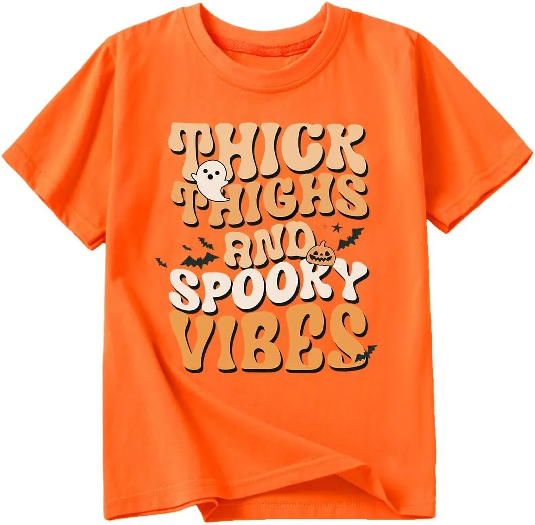 Toddler Boys Girls Halloween Shirt Skeleton Ghost T-Shirts Boo Tees Spooky Tops Short Sleeve 2-12 Years