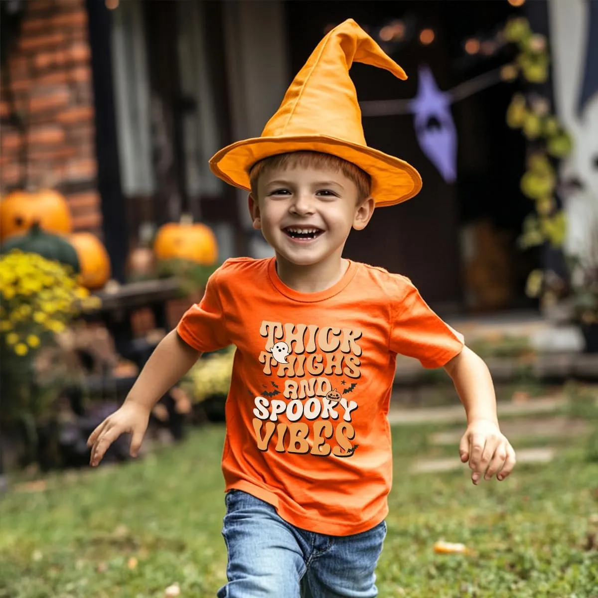 Toddler Boys Girls Halloween Shirt Skeleton Ghost T-Shirts Boo Tees Spooky Tops Short Sleeve 2-12 Years