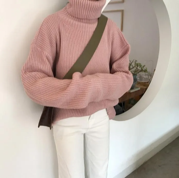 Turtle Neck Knit Long Sleeve Cozy Warm Sweater