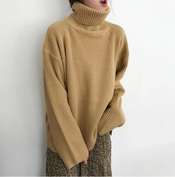 Turtle Neck Knit Long Sleeve Cozy Warm Sweater