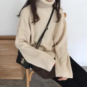 Turtle Neck Knit Long Sleeve Cozy Warm Sweater