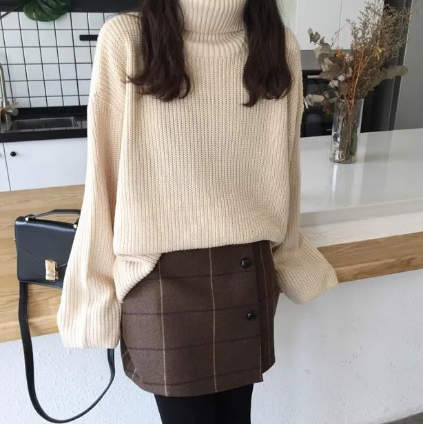Turtle Neck Knit Long Sleeve Cozy Warm Sweater