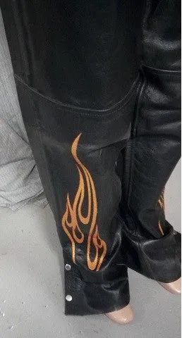 Unisex Motorcycle Chaps Flame Embroidery