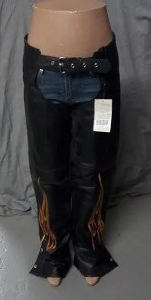 Unisex Motorcycle Chaps Flame Embroidery