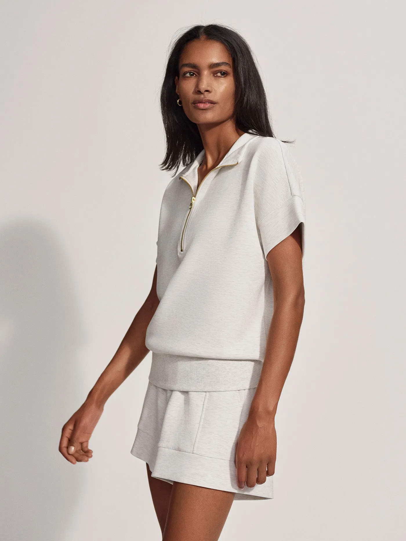 Varley Ritchie Short Sleeved Sweat - Ivory Marl
