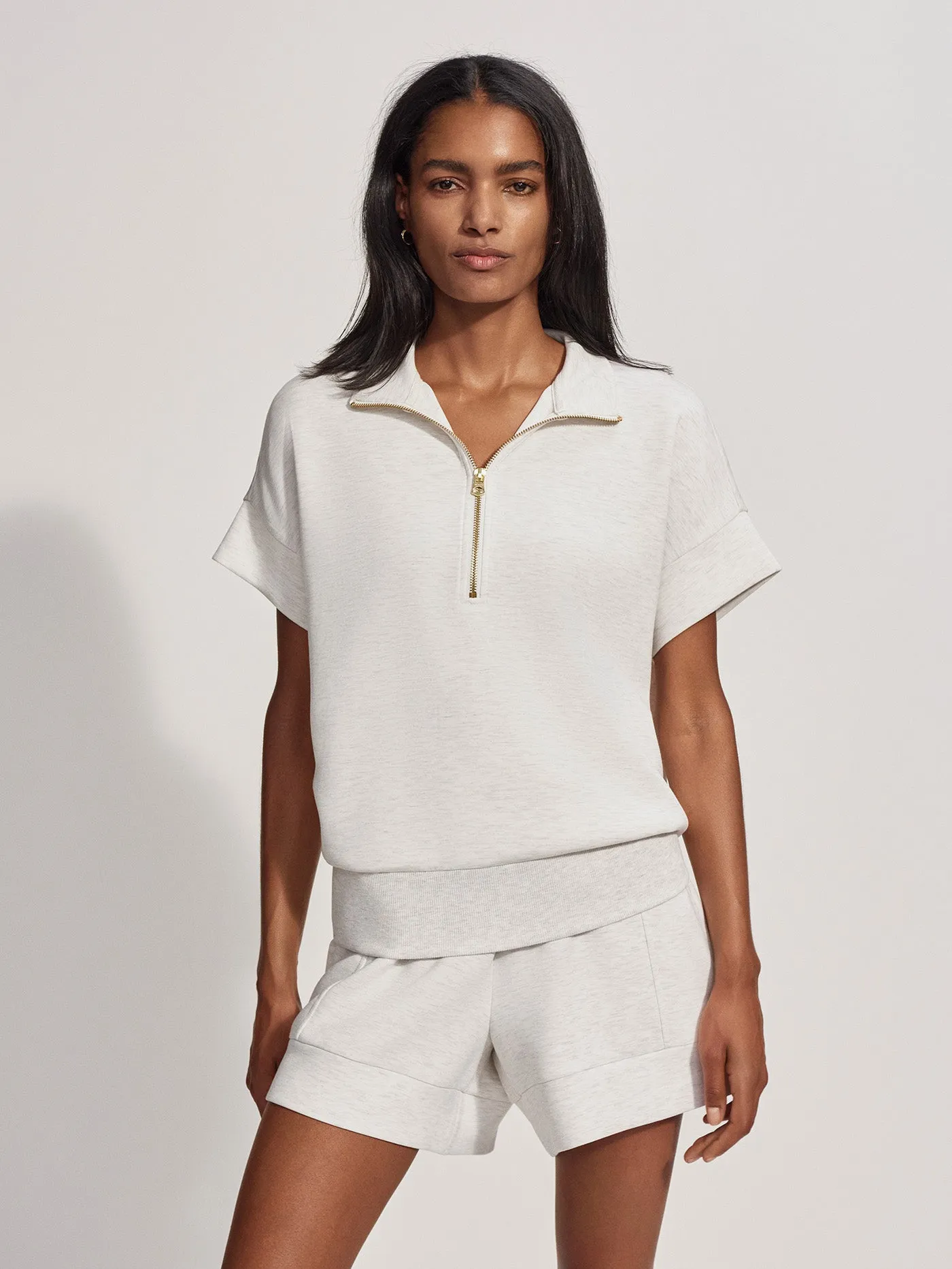 Varley Ritchie Short Sleeved Sweat - Ivory Marl
