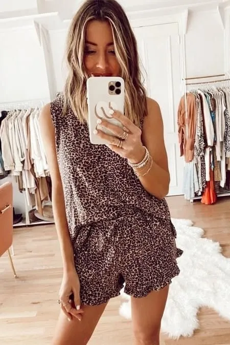 Vered Loungewear Shorts Set, Leopard