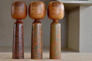 Vintage Kokeshi "F" in three colors