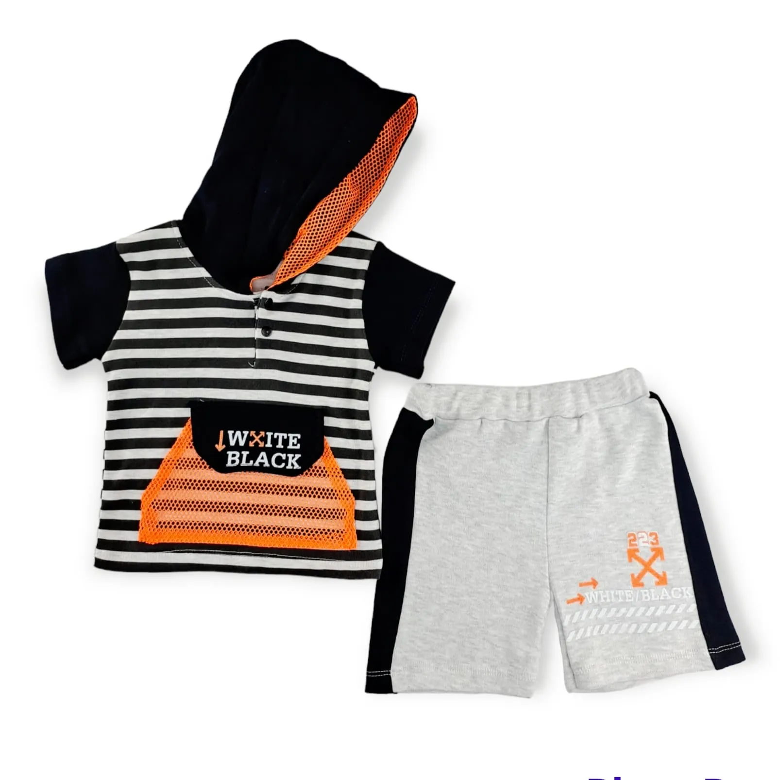 White Black Boys Casual Set