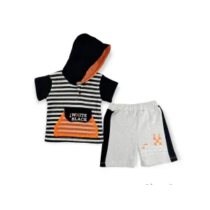 White Black Boys Casual Set