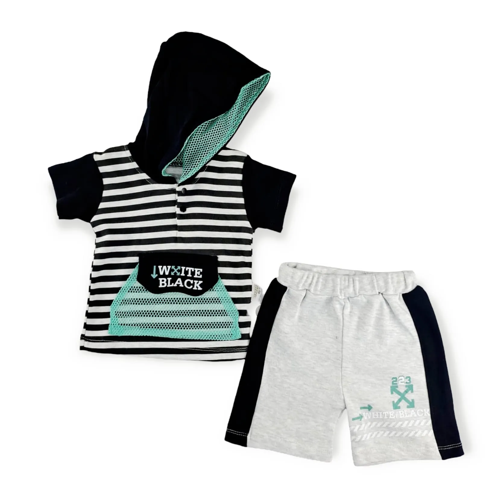 White Black Boys Casual Set