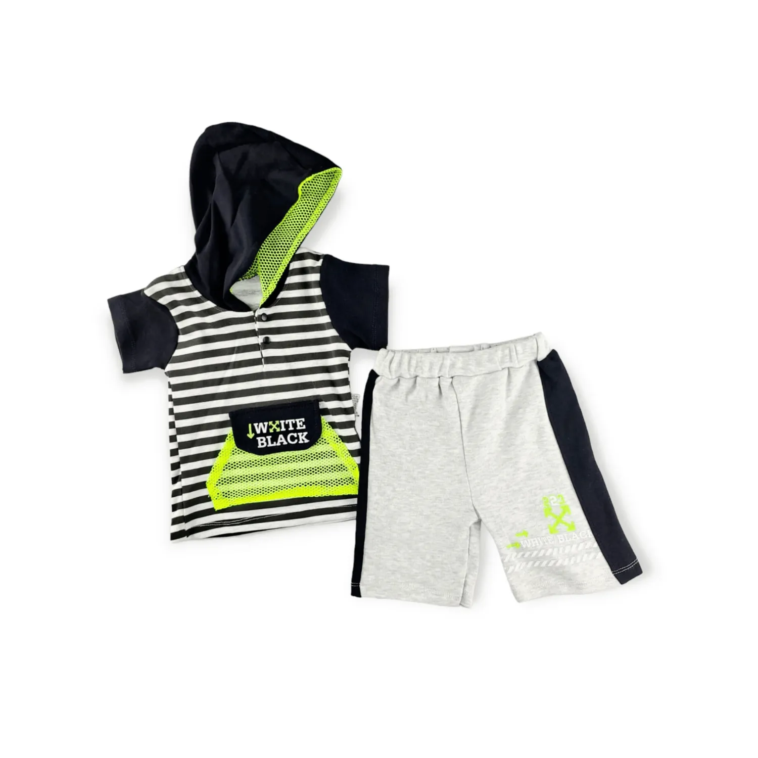 White Black Boys Casual Set