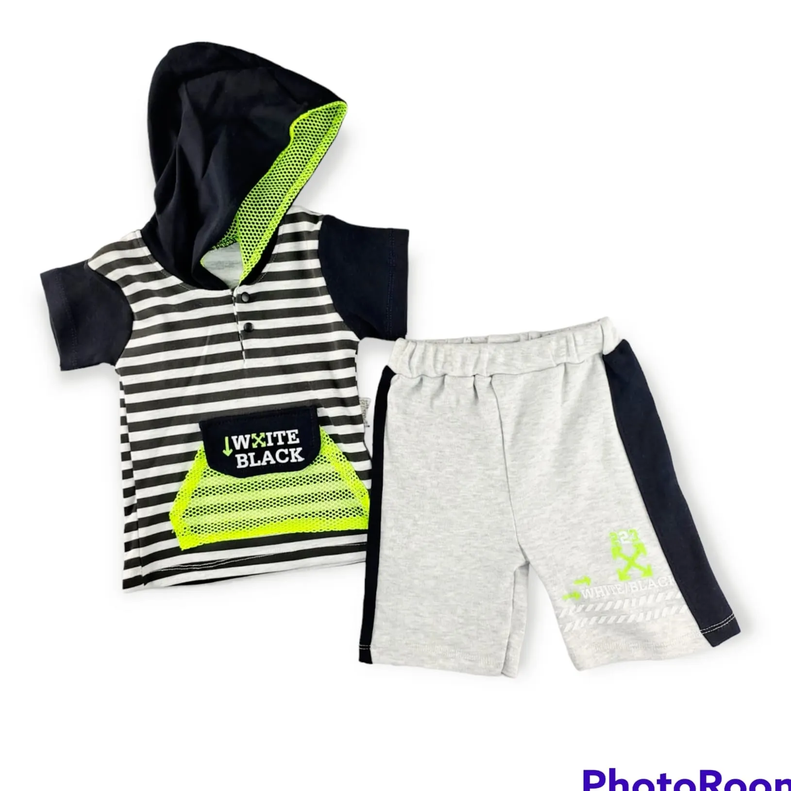 White Black Boys Casual Set