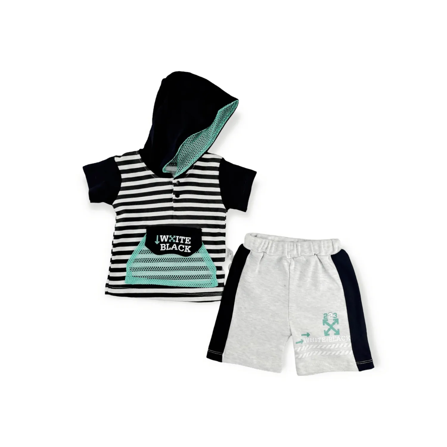 White Black Boys Casual Set